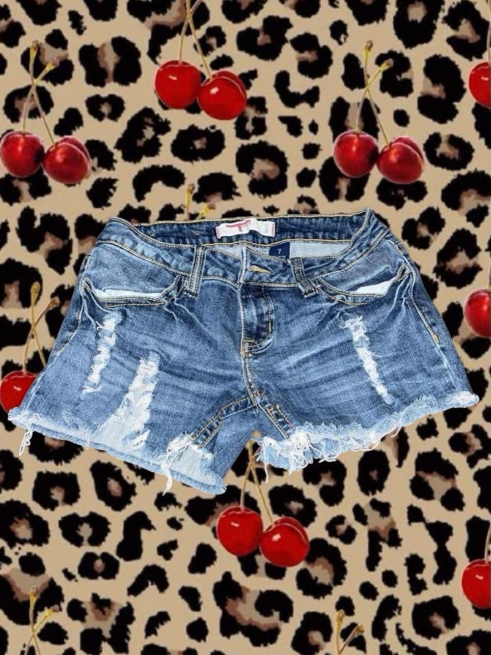 7 For All Mankind Distressed Denim Cutoff Shorts - Blue